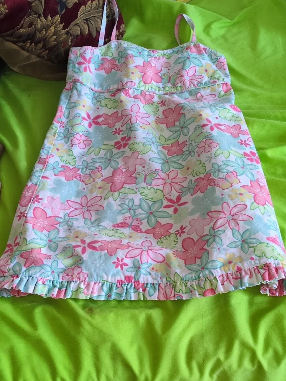 Gymboree Pink Floral Spaghetti-Strap Sundress with Ruffle Hem Dress  Size 5